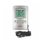 Thermom�tre �lectronique int�rieur / ext�rieur avec fil et horloge