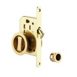 Thirard - serrure encastrable  crochet  condamnation pour porte coulissante axe 50mm bouts ronds laiton ...