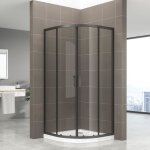 Tibyblack cabine de douche coulissante h 190 cm 1 / 4 de cercle noir dimensions - 80 x 80 cm verre - ...