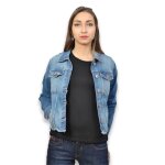 Tiffosi - blouson femme manches longues - blouson en jean court stone used