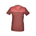 Tee - shirt homme rouge - col v - manches courtes 100% coton coupe ajust�e et rayures