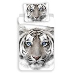 Parure de lit - home - tigre blanc - housse de couette coton - 140 x 200 cm - gris