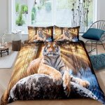 Tigre dans la fort sous le soleil parure de lit 3 pieces 1 housse de couette 220 * 240cm et 2 taies ...