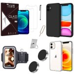 Tikawi lot 10 accessoires iphone 12 (6. 1) : coques verres tremps supports voiture brassard de sport ...