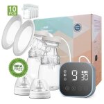 Tire - lait lectrique double sans bpa rechargeable avec ecran tactile 4 modes et 10 niveaux daspiration ...