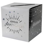 Tirelire - santex - anniversaire - argent - noir et blanc - 20x20x20 cm