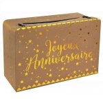 Tirelire urne joyeux anniversaire kraft naturelle et dore or mtallique (x1) ref / 5671