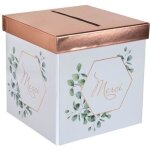 Tirelire urne mariage champtre bucolique blanche verte et rose gold (x1) ref / 7290
