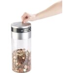 Tirelire xxl - infactory - compteur �lectronique - �cran lcd - gris - rectangulaire