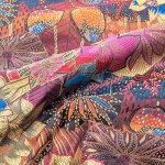 Tissu jacquard polyester 220 g / m collection opium motif fleurs coloris rouge