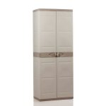Titanium plastiken armoire 2 portes avec tagres et penderie l70 x p44 x h176 cm beige et taupe gamme ...