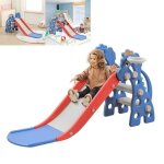 Toboggan enfant 2 en 1 glisse de 135cm avec panier de basket - xmtech - pliable - aire de jeux intrieur ...