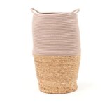 Panier long tress� en coton uni - today - beige - 30x50 cm