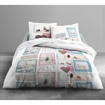 Today parure de couette enjoy home pastel 100% coton - 1 housse de couette 220x240 cm + 2 taies doreillers ...