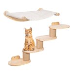 Mur descalade pour chat - todeco - 4 niveaux - hamac xxl - confortable - beige