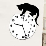 Tofern horloge murale pendule 3d chat silencieuse diy dcoration idale pour chambre salon cuisine bureau ...