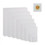 Relaxdays toiles � peindre lot de 16 carr�es pour acrylique et aquarelle 8 tailles coton cadre en bois ...