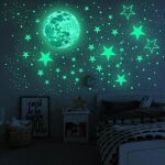 Stickers muraux - jormftte - lune et �toiles - 174 pcs - phosphorescent - non - toxique