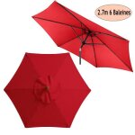 Toile de rechange pour parasol dextérieur - wovte - 2. 7m - rouge - 6 baleines - polyester Toile de rechange pour parasol dextérieur - wovte - 2. 7m - rouge - 6 baleines - polyester