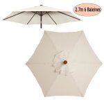 Toile de rechange pour parasol dextrieur - wovte - 2. 7m - blanc - 6 baleines - en polyester