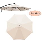 Toile de rechange pour parasol dextrieur - wovte - 2. 7m - blanc - 8 baleines - polyester