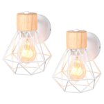 Tokius 2 packs applique murale industrielle intrieure design cage en mtal bois luminaire e27 pour chambre ...