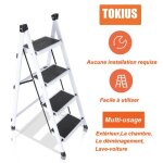 Tokius escabeau � 4 marches pliable �chelle en acier marchepieds pliant charge 150 kg pour maison cuisine ...