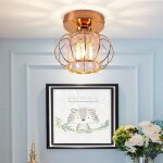 Tokius plafonnier en cristal luminaire moderne e27 mini lustre or rose abat - jour rond �18cm lampe plafond ...