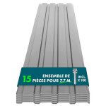Lot de 15 tles couverture mtallique tle avec vis paisseur : 0. 25 mm 115 x 45 cm gris clair