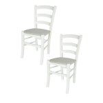 Tommychairs - set 2 chaises cuisine venezia structure en bois de h�tre laqu� en blanc assise en tissu ...