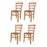 Tommychairs - set 4 chaises cuisine cuore structure en bois de hêtre peindré miel assise en tissu en ... Tommychairs - set 4 chaises cuisine cuore structure en bois de hêtre peindré miel assise en tissu en ...
