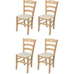 Tommychairs - set 4 chaises cuisine cuore structure en bois de htre peindr naturel assise en tissu ...