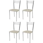 Tommychairs - set 4 chaises cuisine elena robuste structure en acier chrom� et assise en bois couleur ...