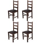 Tommychairs - set 4 chaises cuisine rustica structure en bois de h�tre peindr� en noyer fonc� assise ...