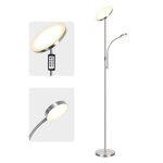 Lampadaire sur pied salon led dimmable en continu avec lampe de lecture r�glable - tomons