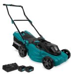 Tondeuse  gazon 40v ? largeur de coupe 38 cm ? rglage central de la hauteur ? 2 batteries 4. 0ah et ...