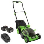 Tondeuse  gazon sans fil batterie 18v - largeur 38cm hauteur de coupe 25 - 65mm - surface 500m - 2 ...