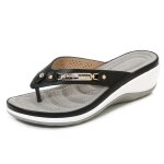 Tongs femme compense de plage ete antidrapant noir avec strass - marque - modle