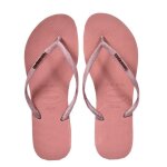 Tongs femme - havaianas - slim logo metallic - rose - l�g�res - antid�rapantes