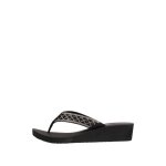 Tongs femme - isotoner - talon paillettes - noir