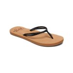 Tongs femme - roxy - costas - lanières en cuir synthétique - noir Tongs femme - roxy - costas - lanières en cuir synthétique - noir