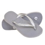 Tongs havaianas slim pour femme - gris - logo en relief - semelle intrieure en relief riz