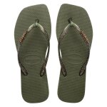 Tong havaianas slim square logo metallique vert femme - synthtique - confort exceptionnel