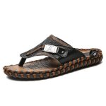 Tongs homme en cuir antidérapantes - confortables pour piscine et plage Tongs homme en cuir antidérapantes - confortables pour piscine et plage