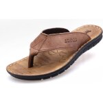 Tongs homme en cuir antidrapantes ete flip flops confortable pour piscine et plage