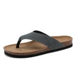 Tongs homme en simili cuir anti - d�rapant pour la plage - gris