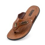 Tongs homme en simili cuir confortable vintage antidrapant pour plage