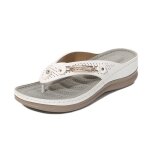 Tongs de marche femme t compenses en simili cuir - blanc