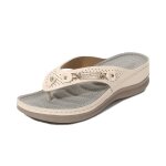 Tongs de marche femme t compenses en simili cuir chaussure de plage extrieur bout ouvert confortable ...