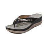 Tongs de marche femme t compenses en simili cuir chaussure de plage extrieur bout ouvert confortable ...